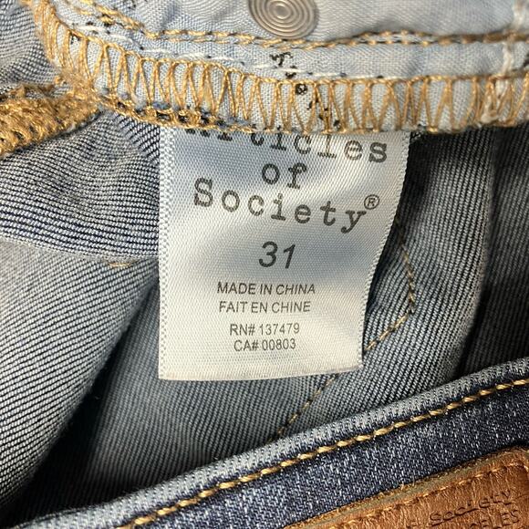 Articles of Society Jeans Womens 31 Dark Wash Blue Denim Raw Hem Stretch Skinny - Picture 6 of 16